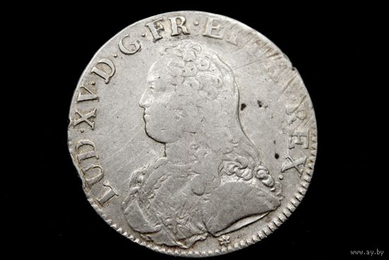 Талер (экю) 1728 г. Франция, Людовик XV