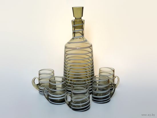 Графин и рюмки цветное стекло СССР Неман