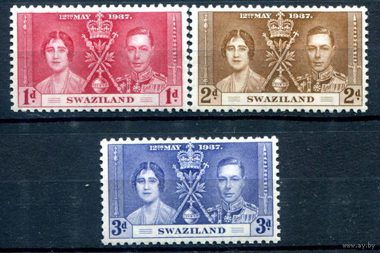 Британские колонии - Свазиленд - 1937г. - коронация короля Георга VI и королевы Елизаветы - 3 марки - полная серия, MNH [Mi 24-26]. #2-Bc-60-A-1