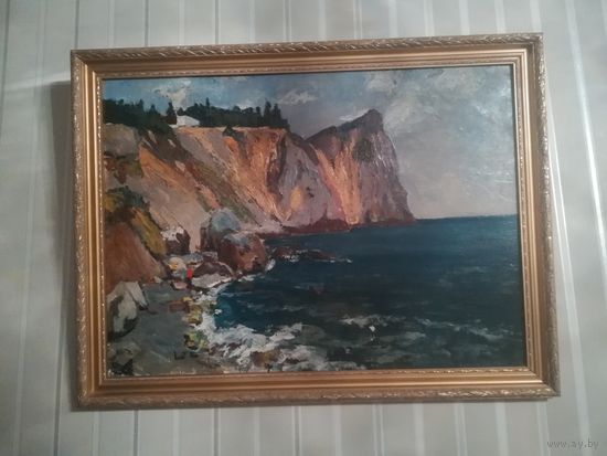 Довгялло Михаил Хрисанфович 1908-1978г (член С/Х БССР) Картон масло " у самого синего моря" 1958г (50-70см)