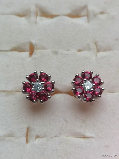 Серьги гвоздики, серебро 925 пр
