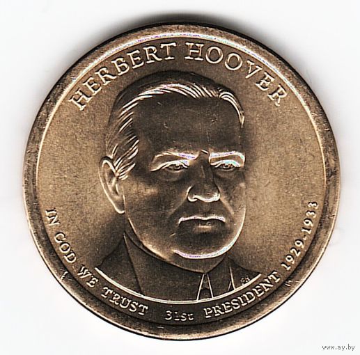 1 доллар США 2014 год 31-й Президент Герберт Гувер двор D _состояние UNC