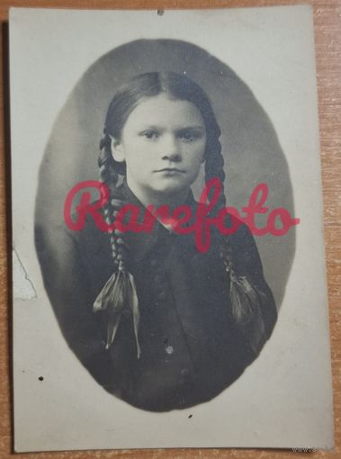 1920-е Белосток гимназистка подписана штамп фотоателье