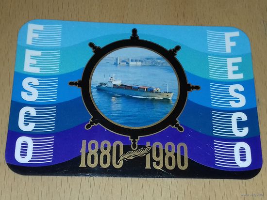 Календарик пластиковый 1980 Внешторг. Флот. Корабли. Fesco. Дальневосточное морское пароходство. 100 лет. Олимпиада. Пластик