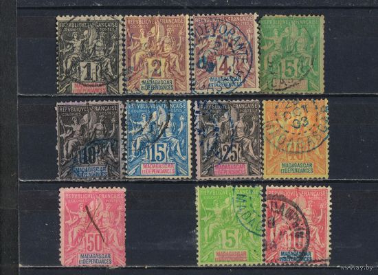 Fr Колонии Мадагаскар 1896-1900 Вып Мореплавание и Торговля Стандарт #28-33,35,37-8,43-4
