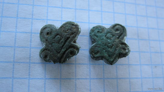 Ременные накладки, 2 шт. Бронза.