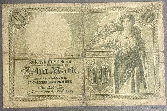 Банкнота 10 марок 1906 год. Германская империя.