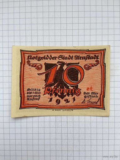 Нотгельд 10 пфеннигов Германия Уруштадт-0501