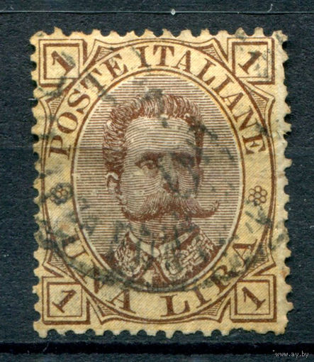 Италия (Королевство) - 1889г. - король Умберто I, 1 L - 1 марка - гашёная [Mi 53]. #1-It-10-A-2