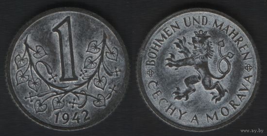 Богемия и Моравия km4 1 крона 1942 год (7