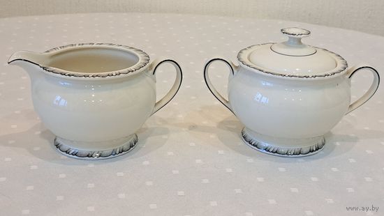 Сахарница + молочник фарфор слоновая кость Eamag Alt Schonwald Bavaria Германия 20-30-е годы