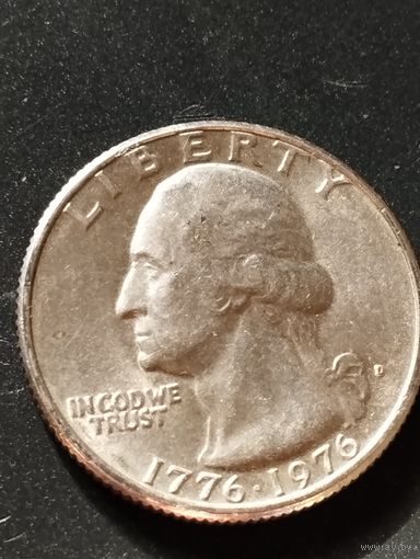 США 25 центов 1976 D, 200 лет Независимости.
