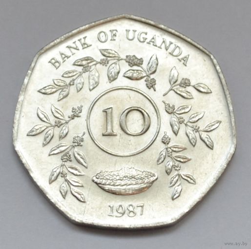 Уганда, 10 шиллингов 1987 г.