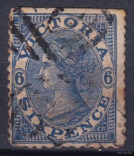 90.Aust. Великобритания. Австралийские штаты. Виктория. Стандарт. 1866 г. 6p. Mi.#41.