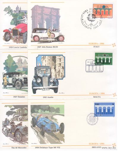 ЕВРОПА.EUROPA 1984. Автомобили. 66 конвертов со спецгашением КПД.