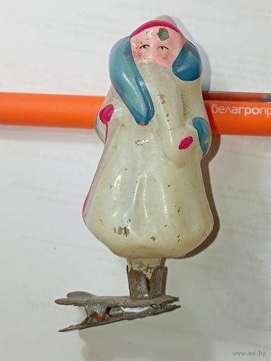 Игрушка на ёлку ,  Дед Мороз , винтаж , стекло , СССР .