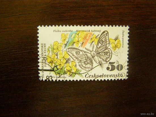 Чехословакия Флора Бабочка Цветы Гаш. 1983