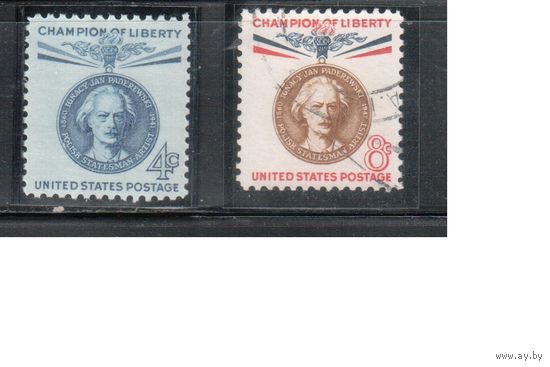 США-1960, (Мих.789-790),  **/ гаш. ,  Личности ,  (полная серия)