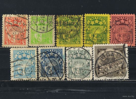 Латвия Респ 1927-9 Герб Стандарт Латы #118,120,122-3,152,171-2,174-5
