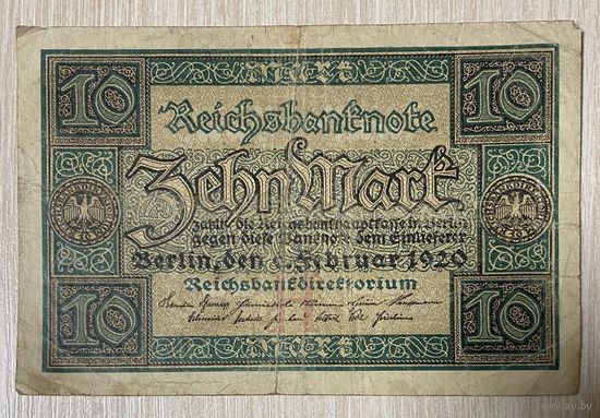 Банкнота 10 марок. 1920 год. Веймарская республика. С рубля без МЦ.