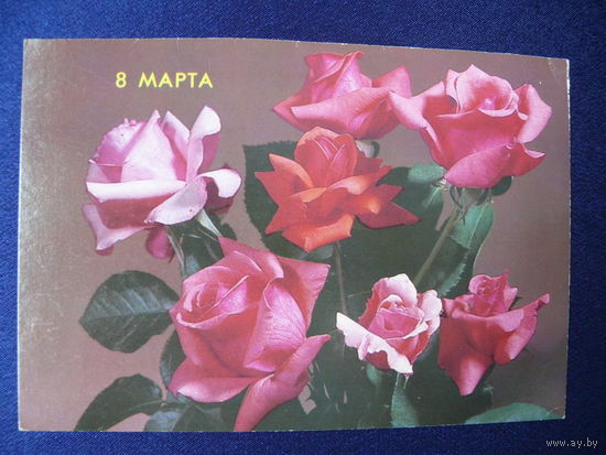 8 марта, подписана (только половинка двойной открытки).