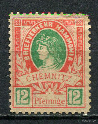 Германия - Хемниц - Местные марки - 1887 - Аллегория 12Pf - [Mi.24a] - 1 марка. Чистая без клея.  (Лот 77De)