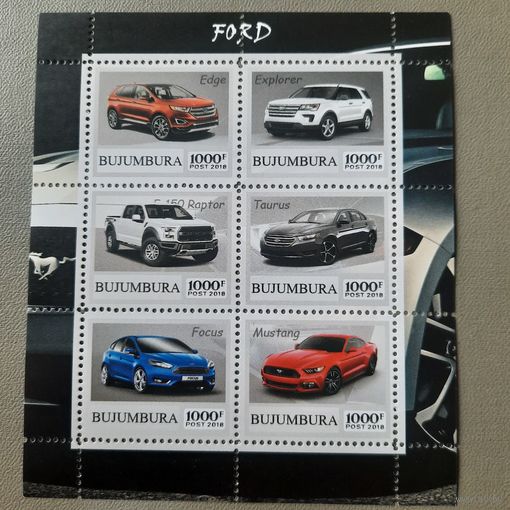 Джибути 2018. Буджумбура. Автомобили Ford. Малый лист