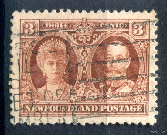 Британские колонии - Ньюфаундленд - 1929/31г. - король Георг V, королева Мария, 3 с - 1 марка - гашёная [Mi 147]. #3-WB-80-A-1