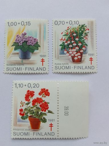 Марки Финляндия Цветы 1981 3 шт. - 2,00 руб