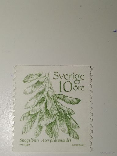 Марка Швеция 1983 год остролистному клёну