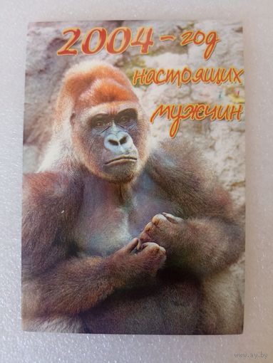 Животные, Обезьяны, 2004 год. Карманные календарики, Календарик, Календарь