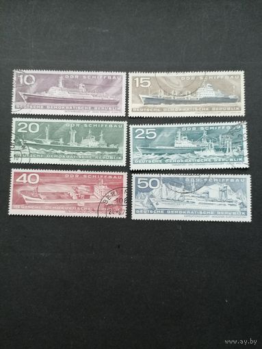 ГДР 1971 Полная серия марок "Судостроение" (гашение без клея и без наклеек) Mi.1693-1698 каталог 3.50 евро