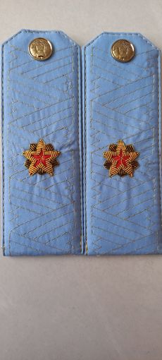 Погоны государственного советника таможенной службы РБ 3 ранга голубые прошитые золотистой нитью  накладные