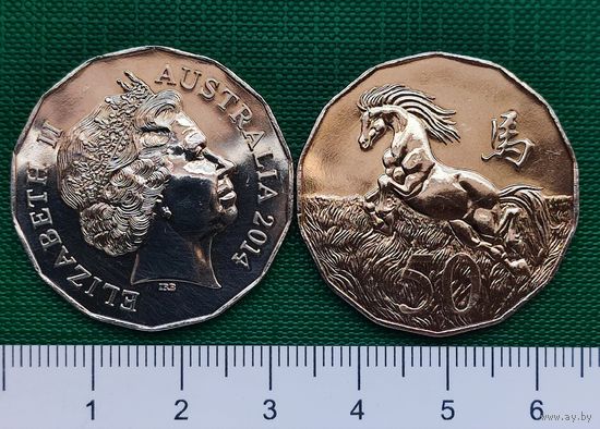 Австралия 50 центов 2014 г Год Лошади. РАПРОДАЖА!