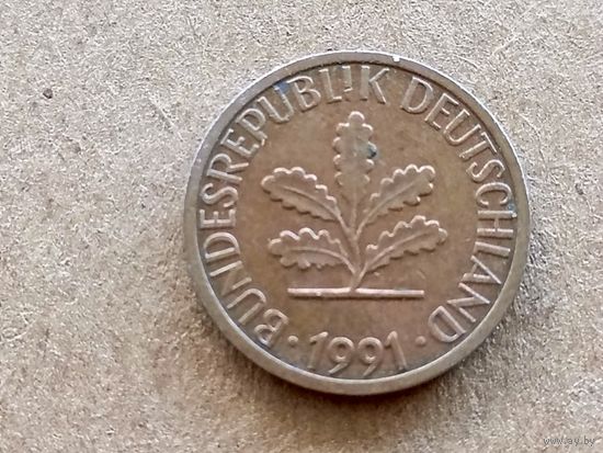 ФРГ 1 пфенниг, 1991"D" (К-U-)