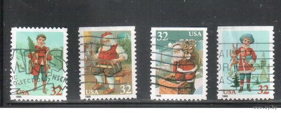 (США-1995 (Мих.2648-2651) , гаш. ,  Рождество,Новый Год,(полная серия)(1)
