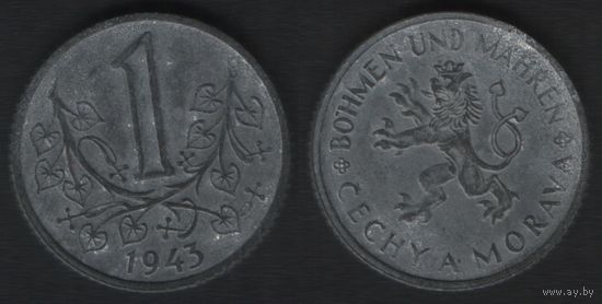 Богемия и Моравия km4 1 крона 1943 год (5