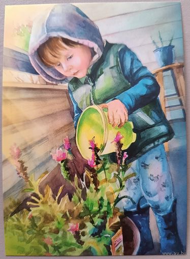 Мамин помощник. Открытка, глянец