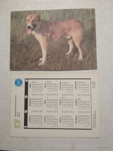 Карманный календарик. Собака.1993 год