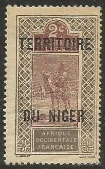 Французский Нигер. Воин на верблюде. Надпечатка на Верхнем Сенегале. 1921г. Mi#2.