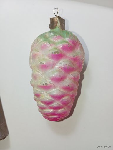 Наконечник на ёлку , винтаж , стекло , Шишка  , СССР . С рубля
