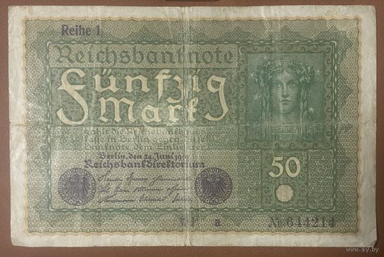 Банкнота 50 марок 1919 год. Веймарская республика.