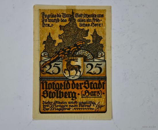 1921 год 25 пфеннигов Германия нотгельд