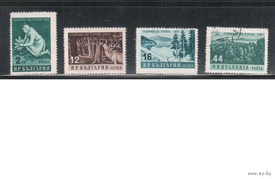 Болгария-1957, (Мих.1035-1038),   гаш. , Природа и ландшафты,Самолет