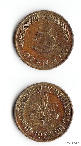 5 пфеннигов Германия 1979 года(D)