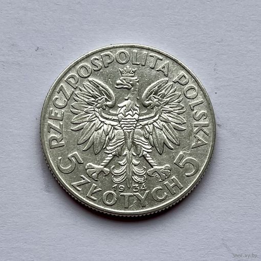 Монета СЕРЕБРО Польша 5 злотых 1934 год Ядвига ОТЛИЧНЫЕ