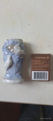 Фарфоровая миниатюрная вазочка. Птички на ветке. Птицы. Барановка. Барановский ФЗ