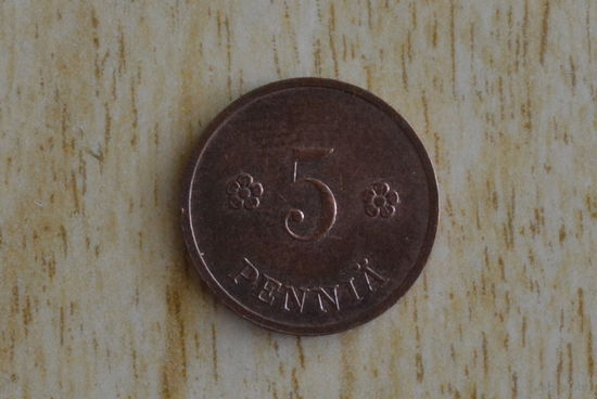 Финляндия 5 пенни 1938 с 1 руб