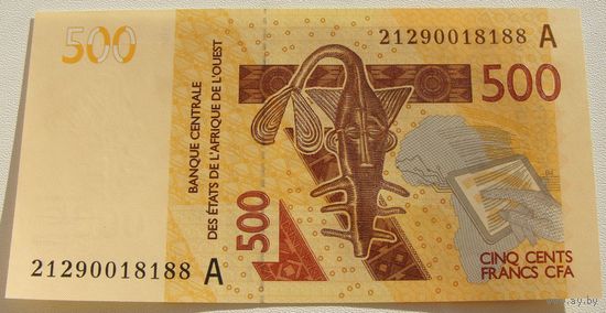Кот- дИвуар (A) 500 франков 2012 года   Номер по каталогу: P119Aj