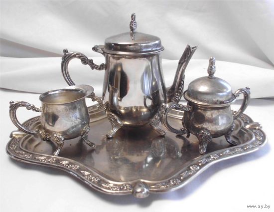 Сервиз кофейный на подносе Эгоист Серебрение